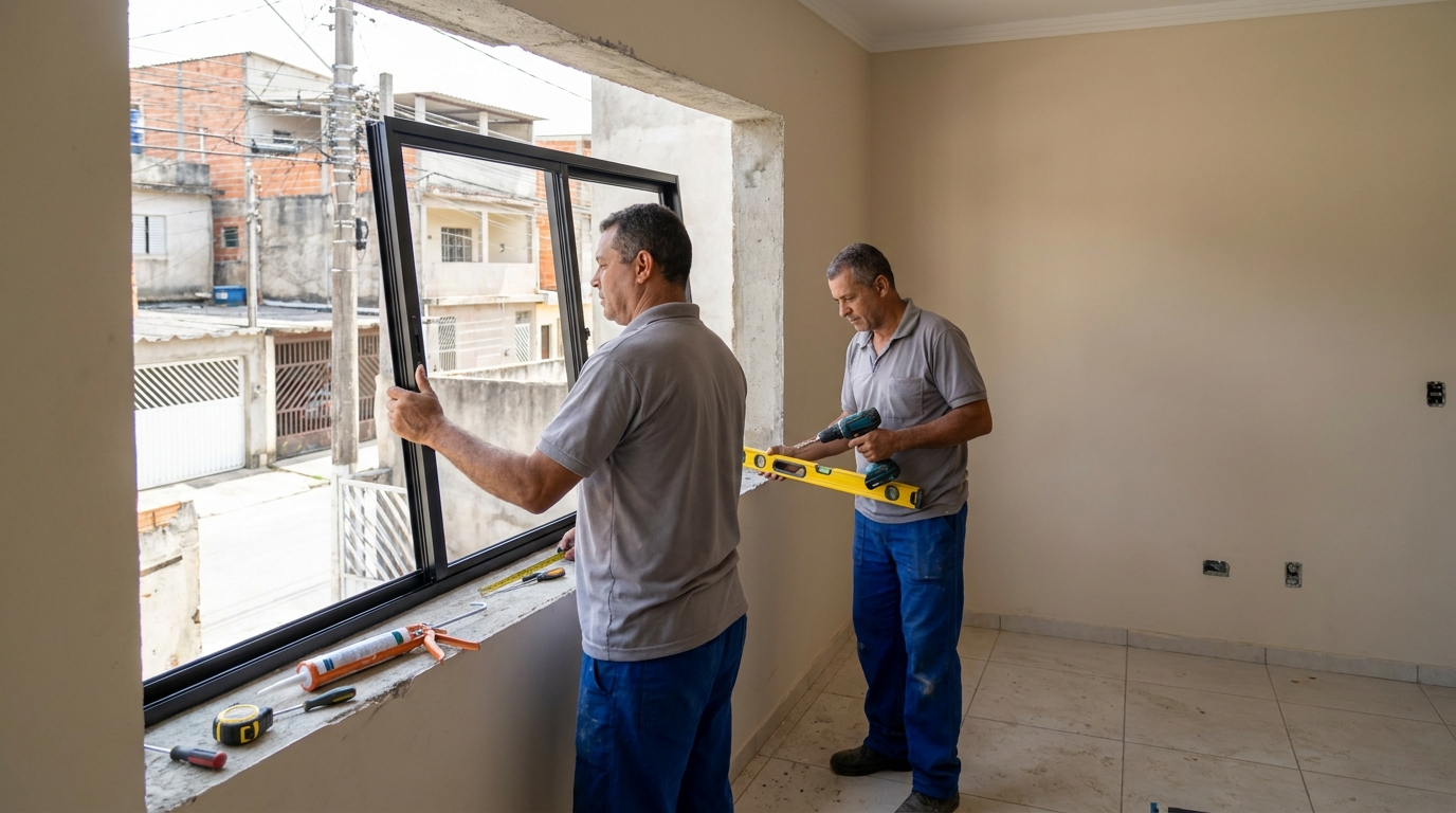 Esquadria de alumínio com vista para rua em Duque de Caxias-RJ
